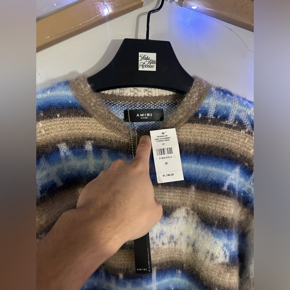 Amiri bleached Stripe Alpaca , mohair&wool blend sweater size M - Picture 3 of 9